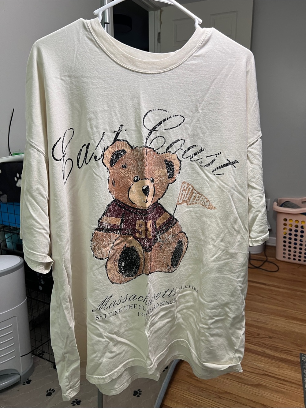 Women’s oversized Cream Teddy Graphic Tee